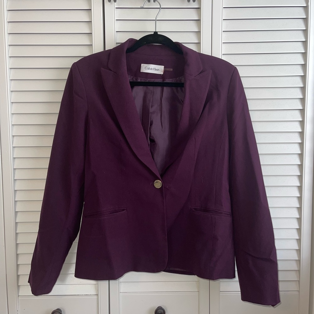 Calvin Klein Plum Suit Jacket Size 8